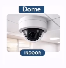 Indoor dome CCTV camera mounted on an office ceiling